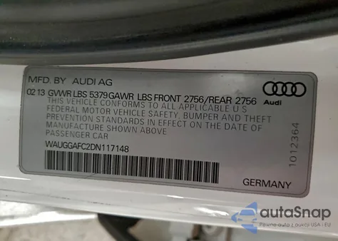 2013 Audi A6 Premium Plus from USA, damaged, VIN WAUGGAFC2DN117148